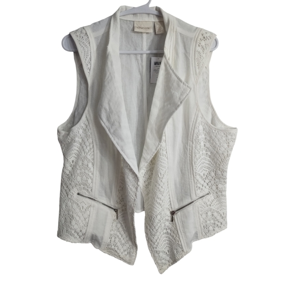 Chico's Jackets & Blazers - Chicos‎ Open Front Lace Mix Pattern Boho Rodeo Western Romantic Ranch Vest L